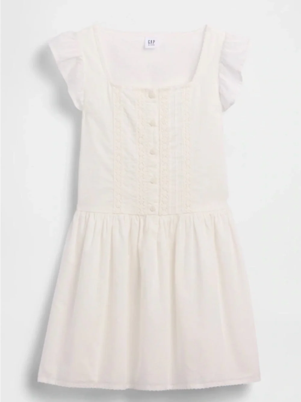 GAP Cream Button-Front Lace Detail Dress